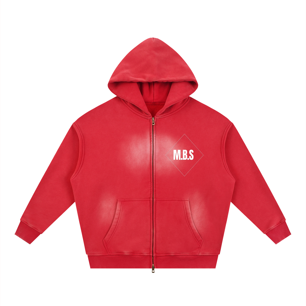 Sunfade Two-way Zipper Boxy Fleece Hoodie